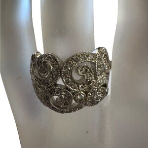 925 silver diamond accent swirl ring